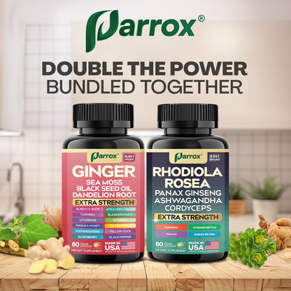 Parrox Dynamic Duo Herbal Bundle: Ginger & Rhodiola 2-Pack