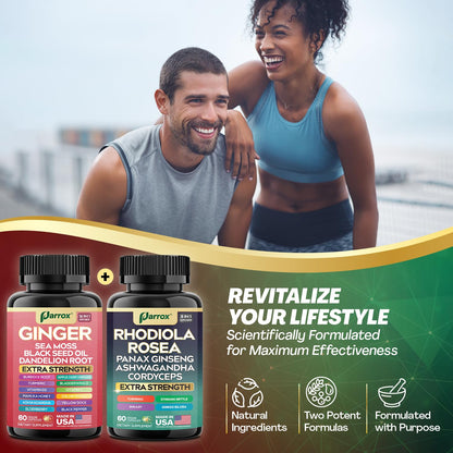 Parrox Dynamic Duo Herbal Bundle: Ginger & Rhodiola 2-Pack