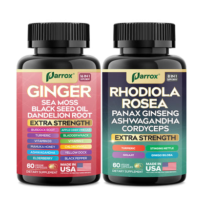 Parrox Dynamic Duo Herbal Bundle: Ginger & Rhodiola 2-Pack
