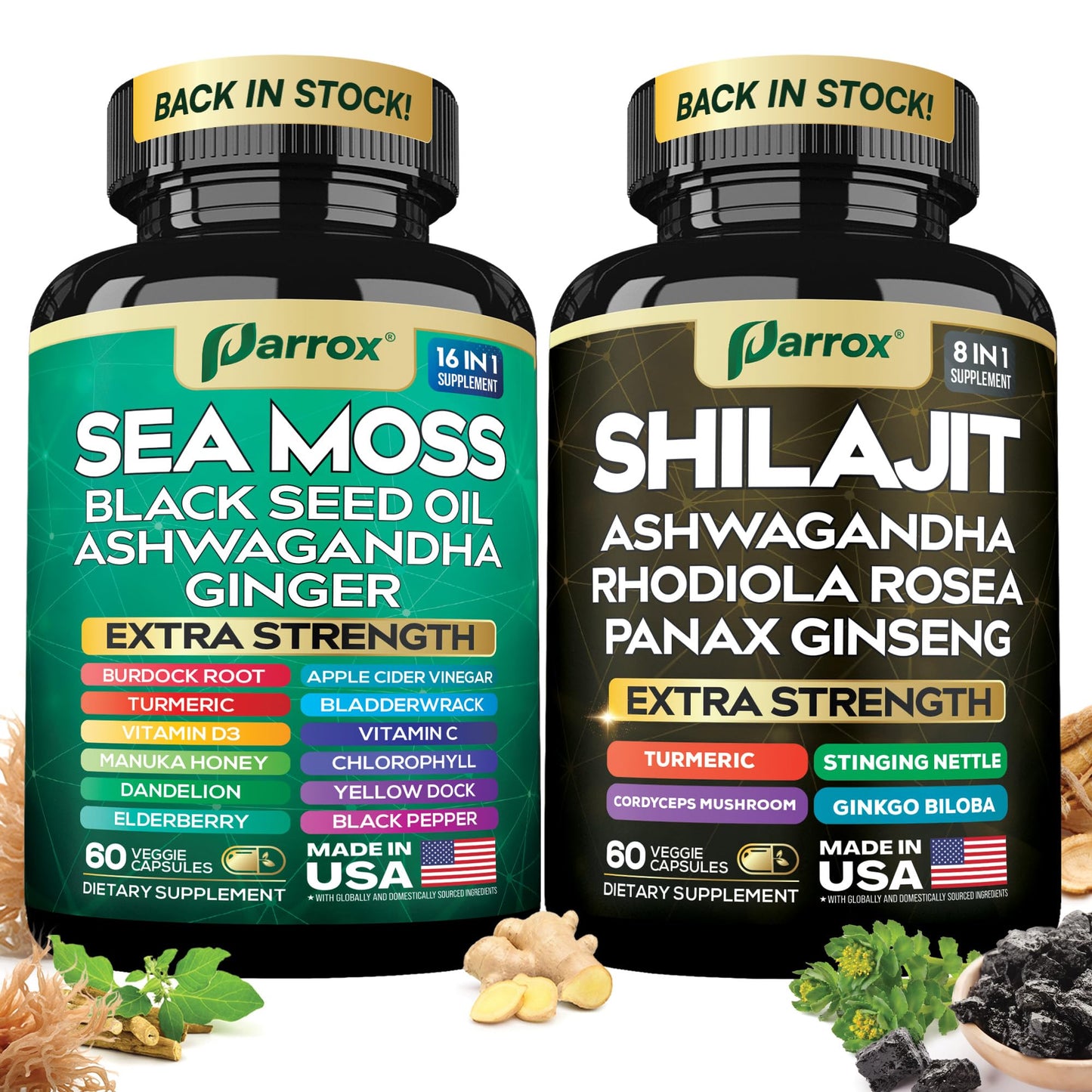 Parrox Dynamic Vitality Bundle - Shilajit & Sea Moss (1 Pack)