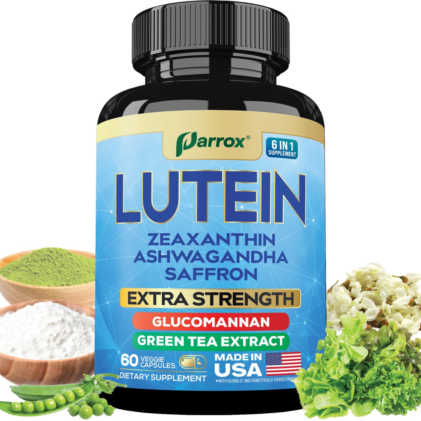 Parrox Lutein & Zeaxanthin Eye Health Supplement – 60 Capsules | Plant-Based Vision Support