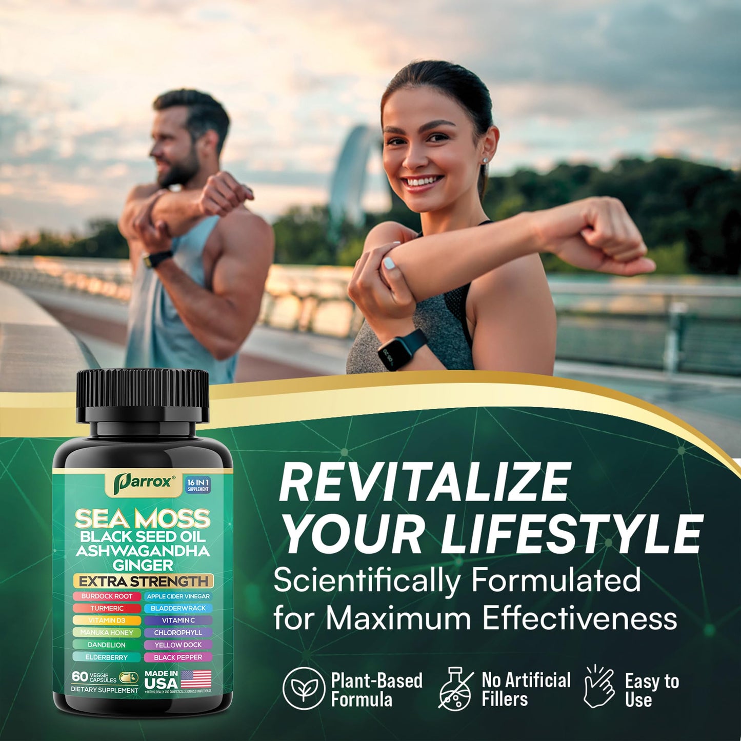 Parrox Sea Moss 16-in-1 Capsules (60 Caps) – Herbal Wellness Blend