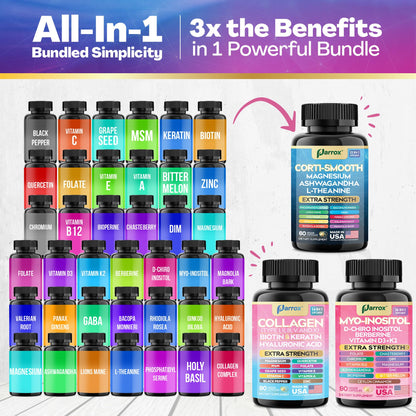Parrox She Shines Set – Collagen Peptides, Cortisol Support & Inositol Bundle