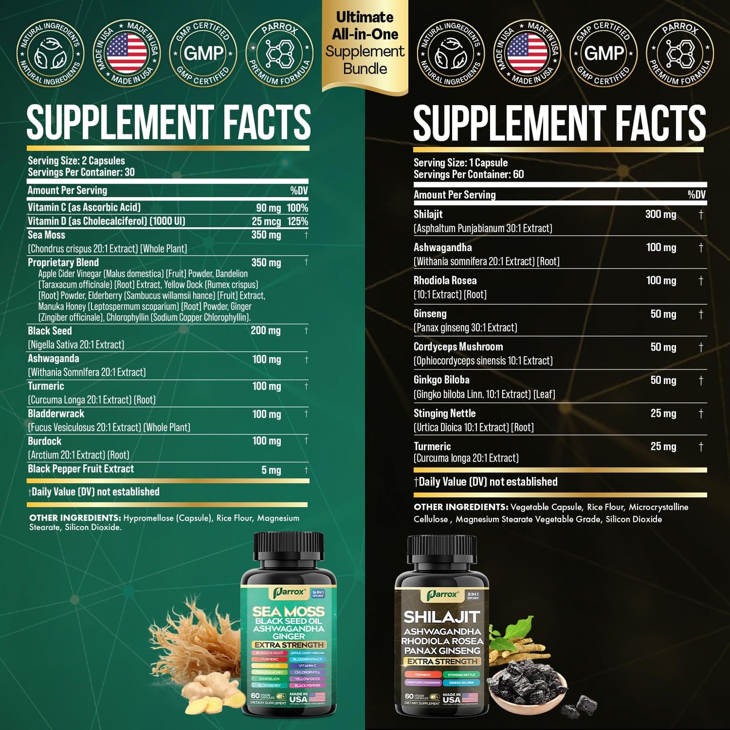 Parrox Dynamic Vitality Bundle - Shilajit & Sea Moss (1 Pack)