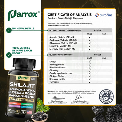 Parrox Shilajit Supplement – 8-in-1 All-in-One Capsules (60 Caps)