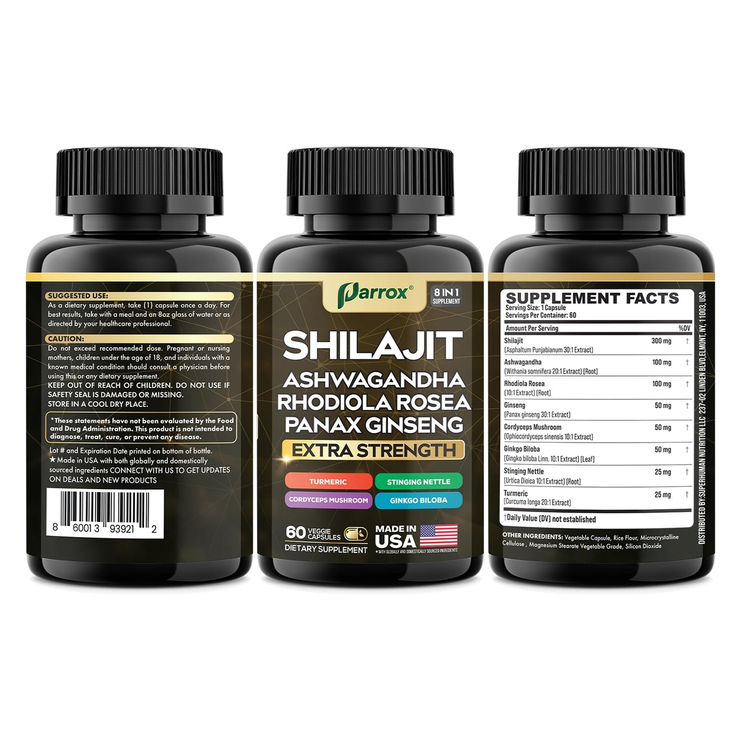 Parrox Shilajit Supplement – 8-in-1 All-in-One Capsules (60 Caps)