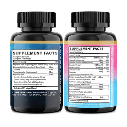 Parrox Shining Serenity Set – Cortisol Support & Collagen Duo with Ashwagandha, L-Theanine, Magnesium, and More