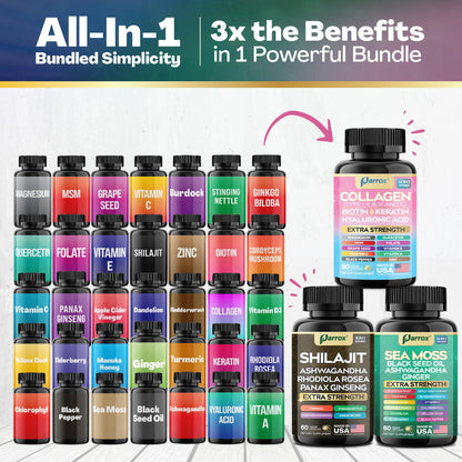 Parrox Ultimate Wellness Trio – Sea Moss, Black Seed Oil & Collagen | 3-in-1 Capsule Bundle
