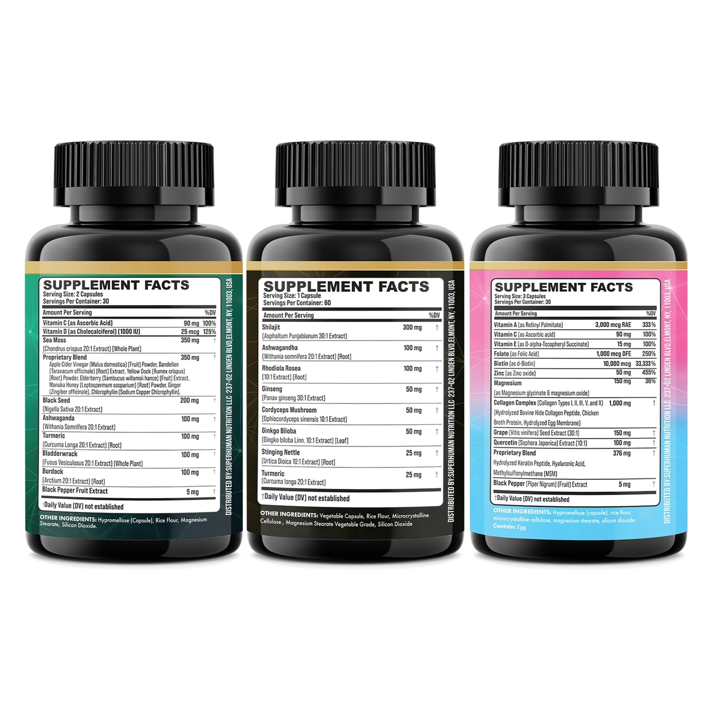 Parrox Ultimate Wellness Trio – Sea Moss, Black Seed Oil & Collagen | 3-in-1 Capsule Bundle