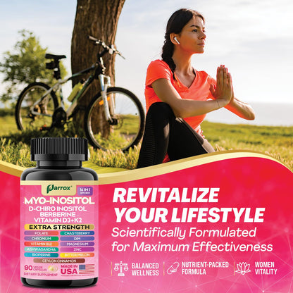 Parrox Myo Inositol Supplement – 16-in-1 Wellness (90 Vegan Capsules)
