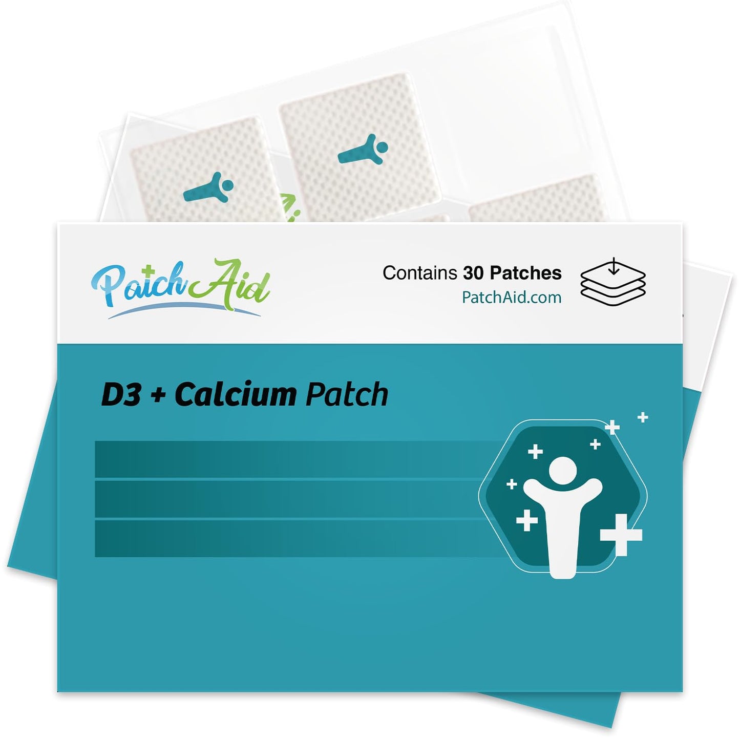 PatchAid D3/Calcium Topical Patch – 30-Day Supply (Pack of 2) | Latex-Free