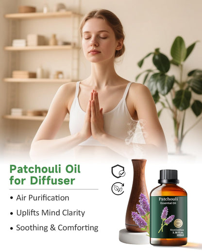 Pure Patchouli Essential Oil – Outdoor Shield & Natural Protective Blends (3.38 Fl Oz)