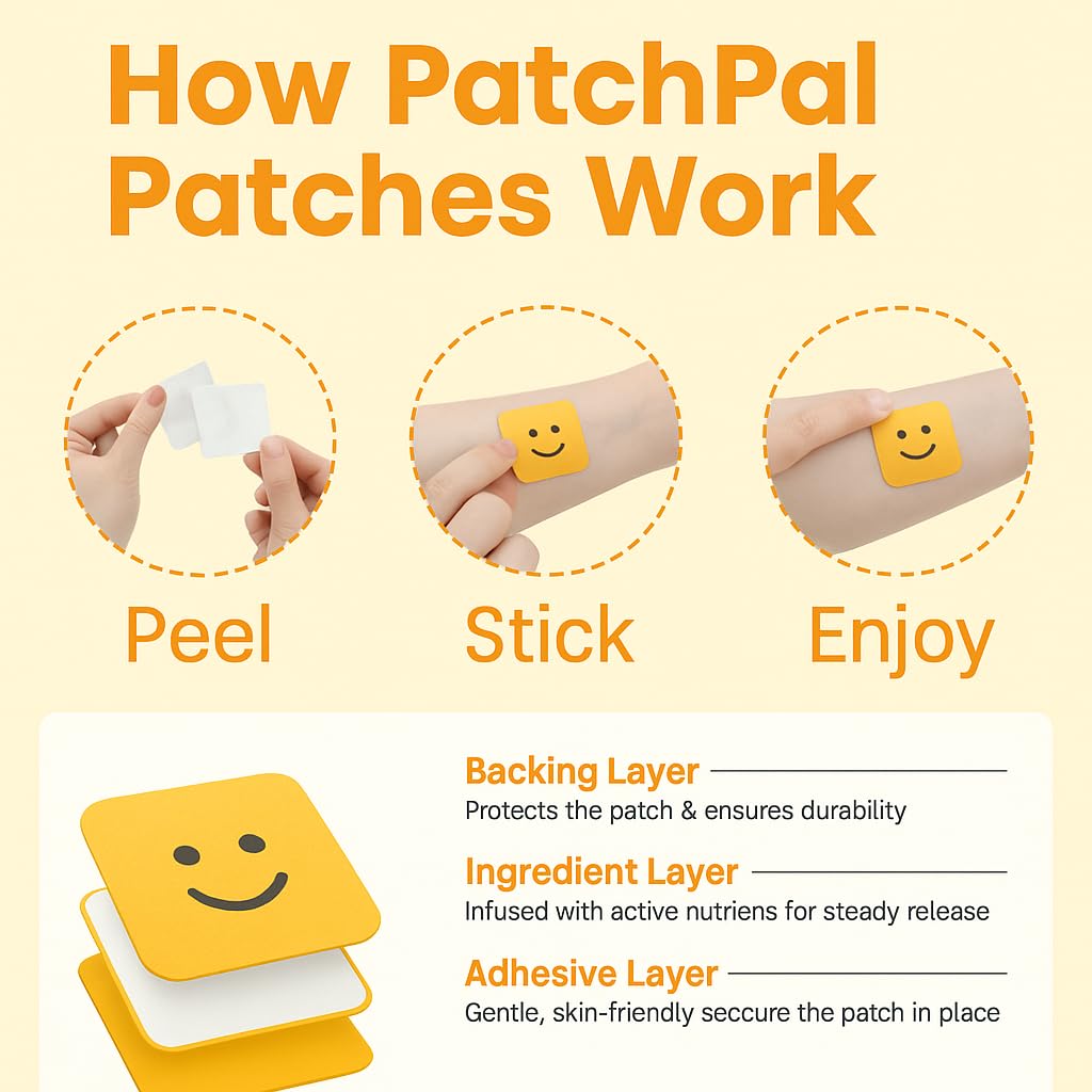 PatchPal B12 Energy Patches – Vegan Caffeine & B Vitamins (30 patches)