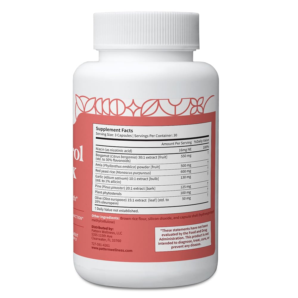 Pattern Wellness Cholesterol Complex – 90 Vegan Capsules | 3rd-Party Lab Tested