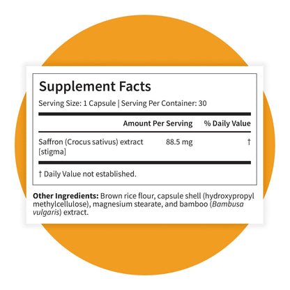 Pattern Wellness Saffron Extract – Mood & Wellness Support | 88.5 mg Saffron Supplement | Non-GMO & Gluten-Free – 30 Vegetable Capsules