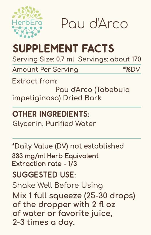 PAU d'Arco B120 Alcohol-Free Tincture 4 oz | HerbEra