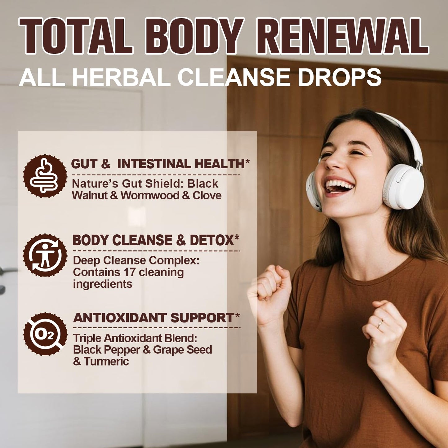 2-Pack Black Walnut Wormwood Clove Cleanse Drops - 23-in-1 Gut Health, Raspberry Flavor, 4 oz