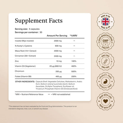 8-in-1 PCOS Support Supplement – 2,000mg Myo-Inositol, NAC, Zinc, Folate