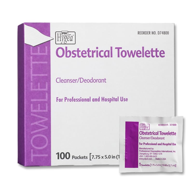 PDI Hygea Obstetrical Towelettes | Postpartum Care & Feminine Cleansing Wipes, Individually Wrapped, 100 Wipes