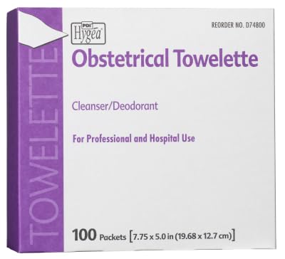 PDI Hygea Obstetrical Towelettes | Postpartum Care & Feminine Cleansing Wipes, Individually Wrapped, 100 Wipes