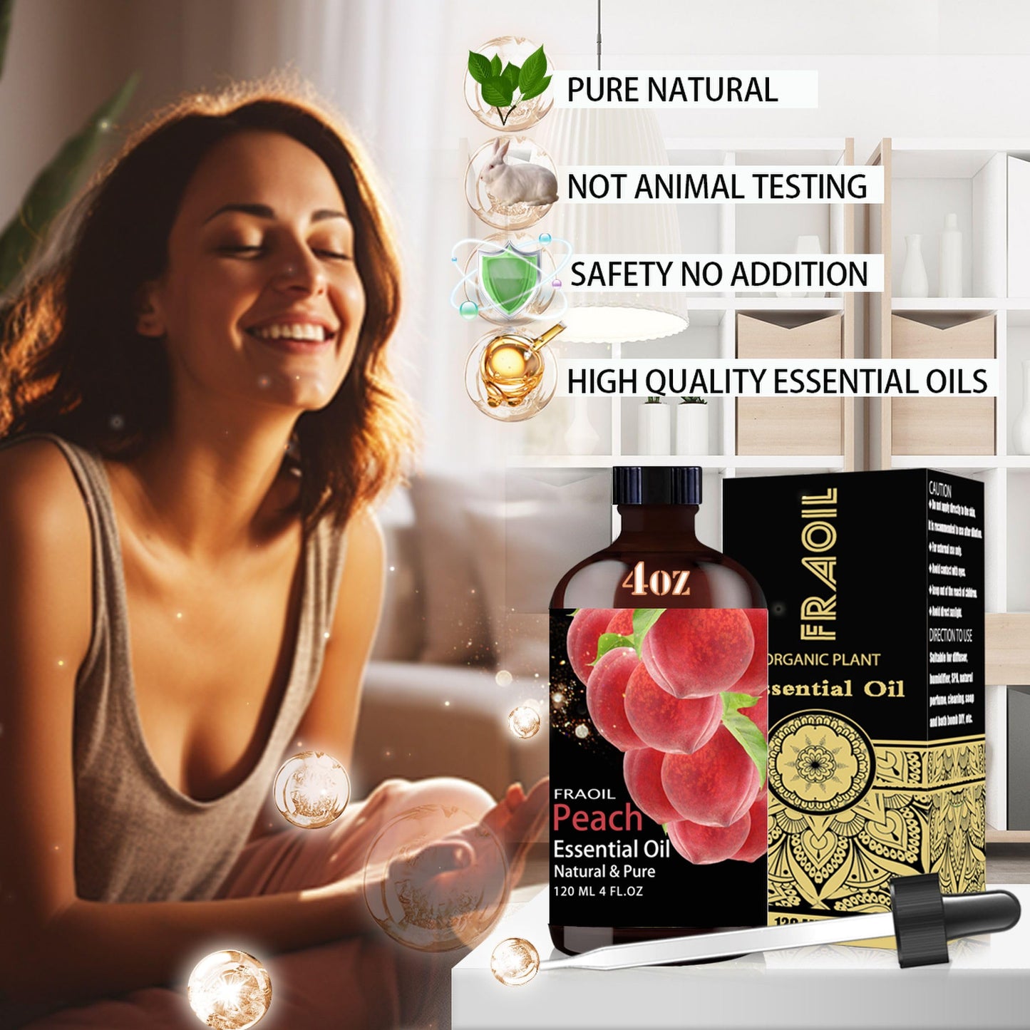 Peach Essential Oil – 4 oz (120 ml) for Diffuser, Aromatherapy & DIY Crafts