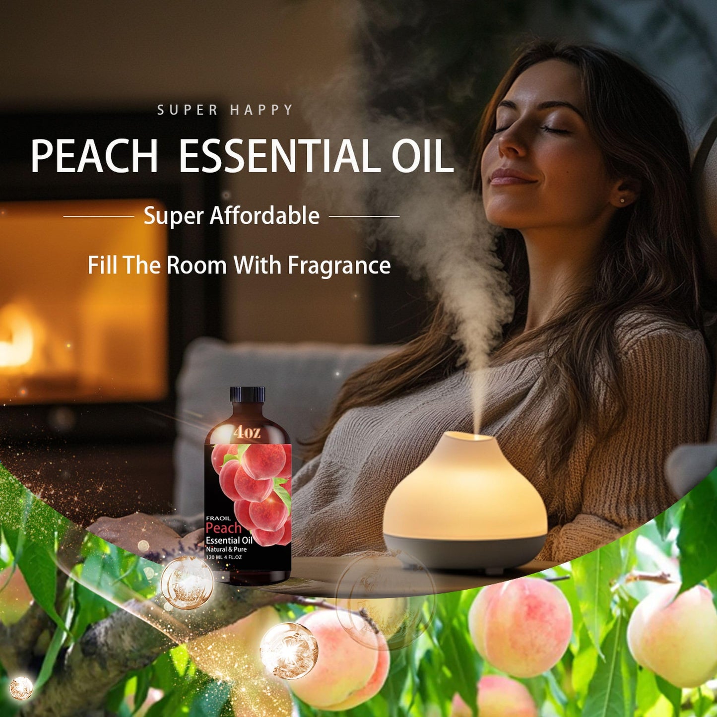 Peach Essential Oil – 4 oz (120 ml) for Diffuser, Aromatherapy & DIY Crafts