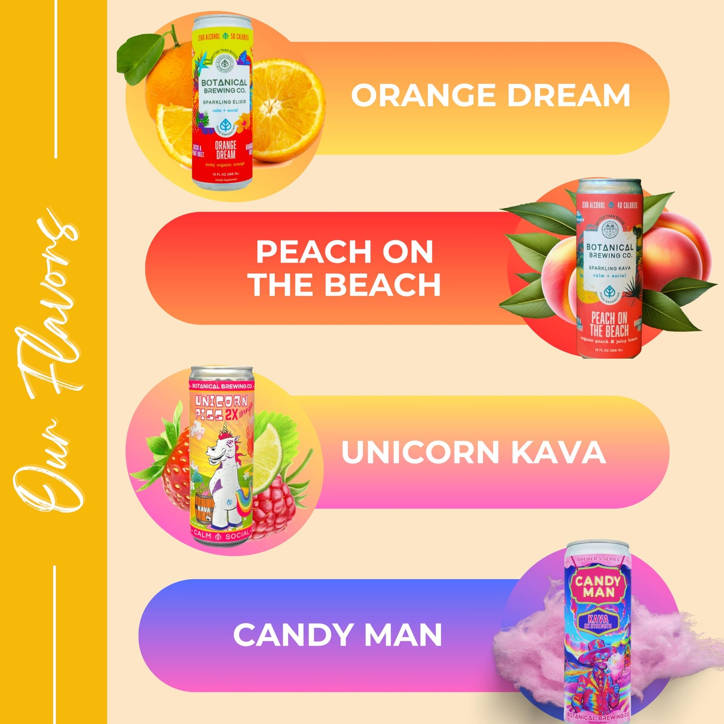 Peach on the Beach Kava Seltzer – Gluten-Free, Vegan, Low-Calorie | 12 oz Cans (4-Pack)
