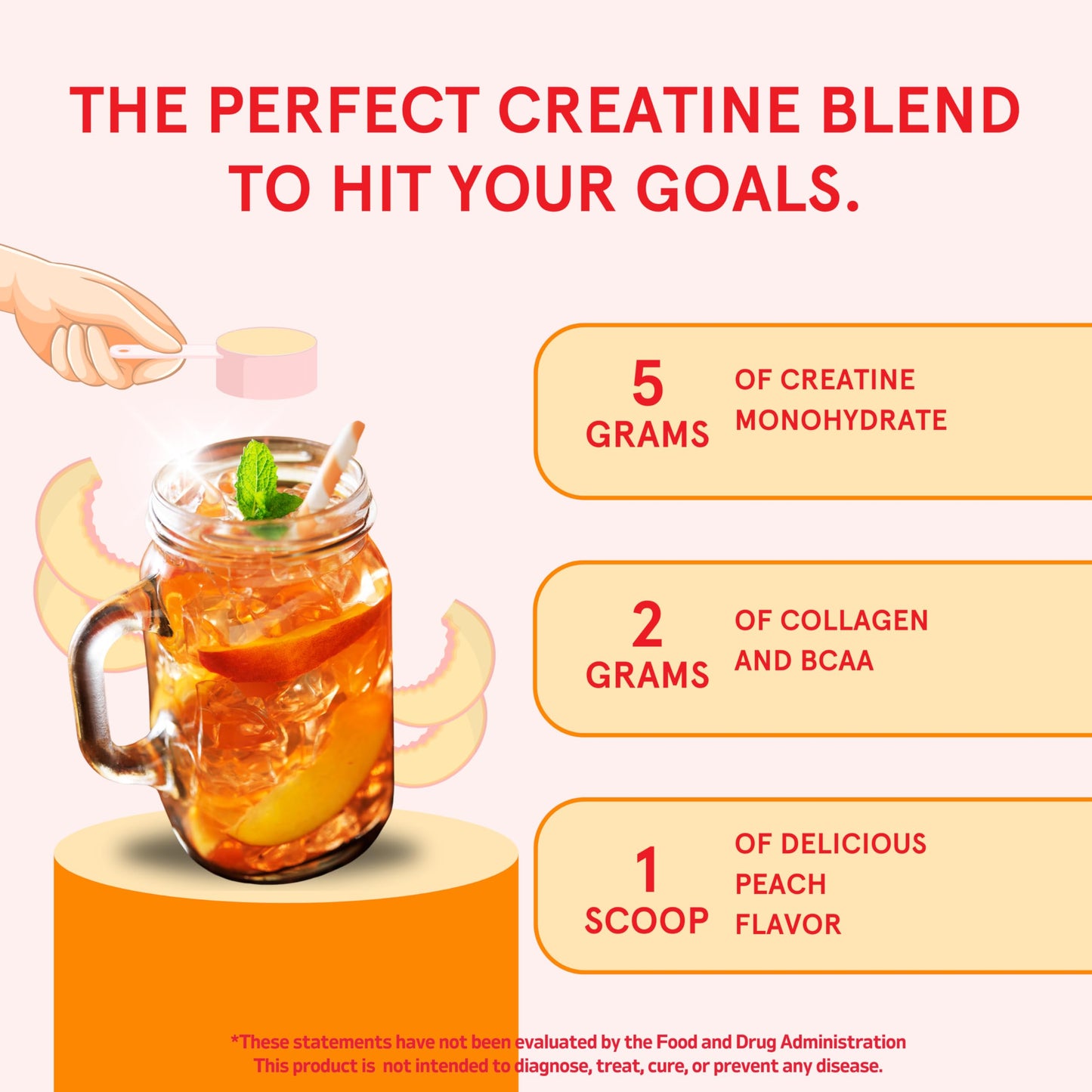 Peach Perfect Creatine Monohydrate Powder – Peach Flavor for Women