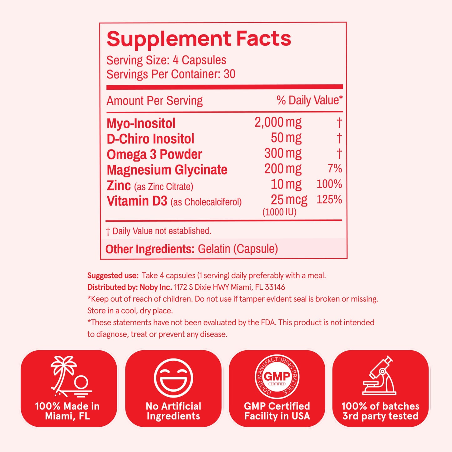 Peach Perfect Inositol Multivitamin – Myo-Inositol & D-Chiro 40:1, Omega-3, D3, Mg, Zn – Women Health – 30 SVG