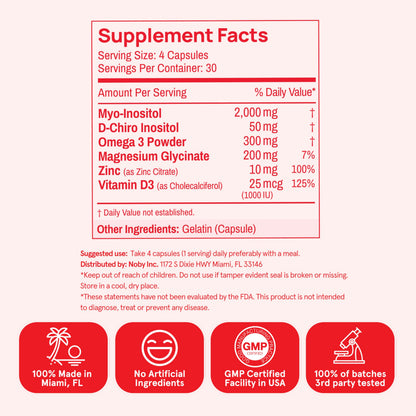 Peach Perfect Inositol Multivitamin – Myo-Inositol & D-Chiro 40:1, Omega-3, D3, Mg, Zn – Women Health – 30 SVG