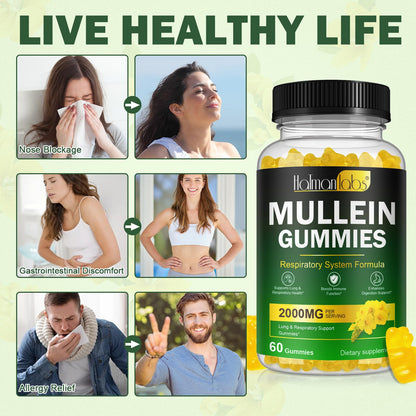 120 Count Mullein Gummies for Lungs – Pear Flavor, 2000 MG Mullein Leaf Extract
