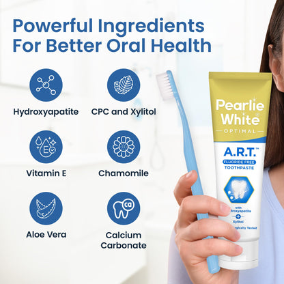 Pearlie White Active Remineralization Fluoride Free Toothpaste – Hydroxyapatite, Xylitol, 3.8oz/110g