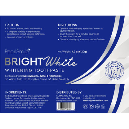 PearlSmile Hydroxyapatite Niacinamide Whitening Toothpaste – 10% nHAp + 5% Niacinamide – Fluoride-Free, 4.2oz (3-Pack)