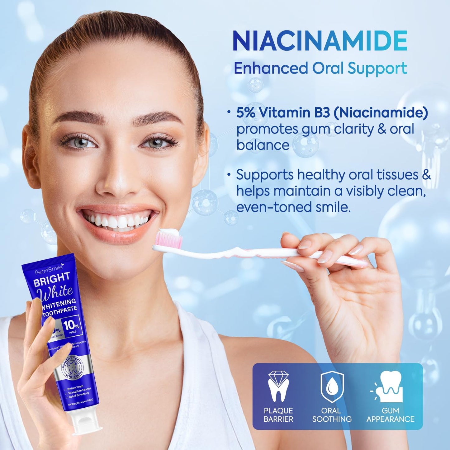 PearlSmile Whitening Toothpaste – 10% nHAp + 5% Niacinamide, Fluoride-Free, 4.2oz