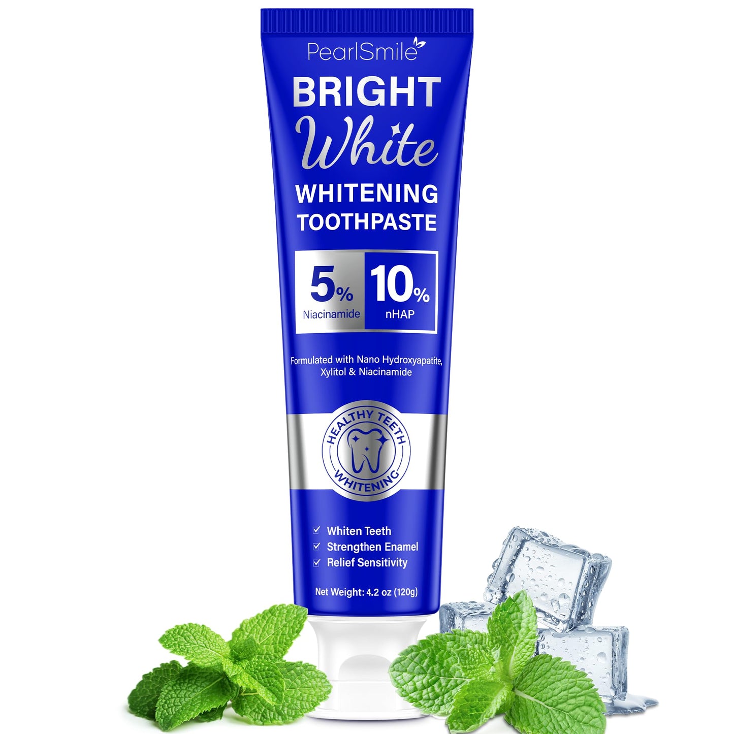 PearlSmile Whitening Toothpaste – 10% nHAp + 5% Niacinamide, Fluoride-Free, 4.2oz