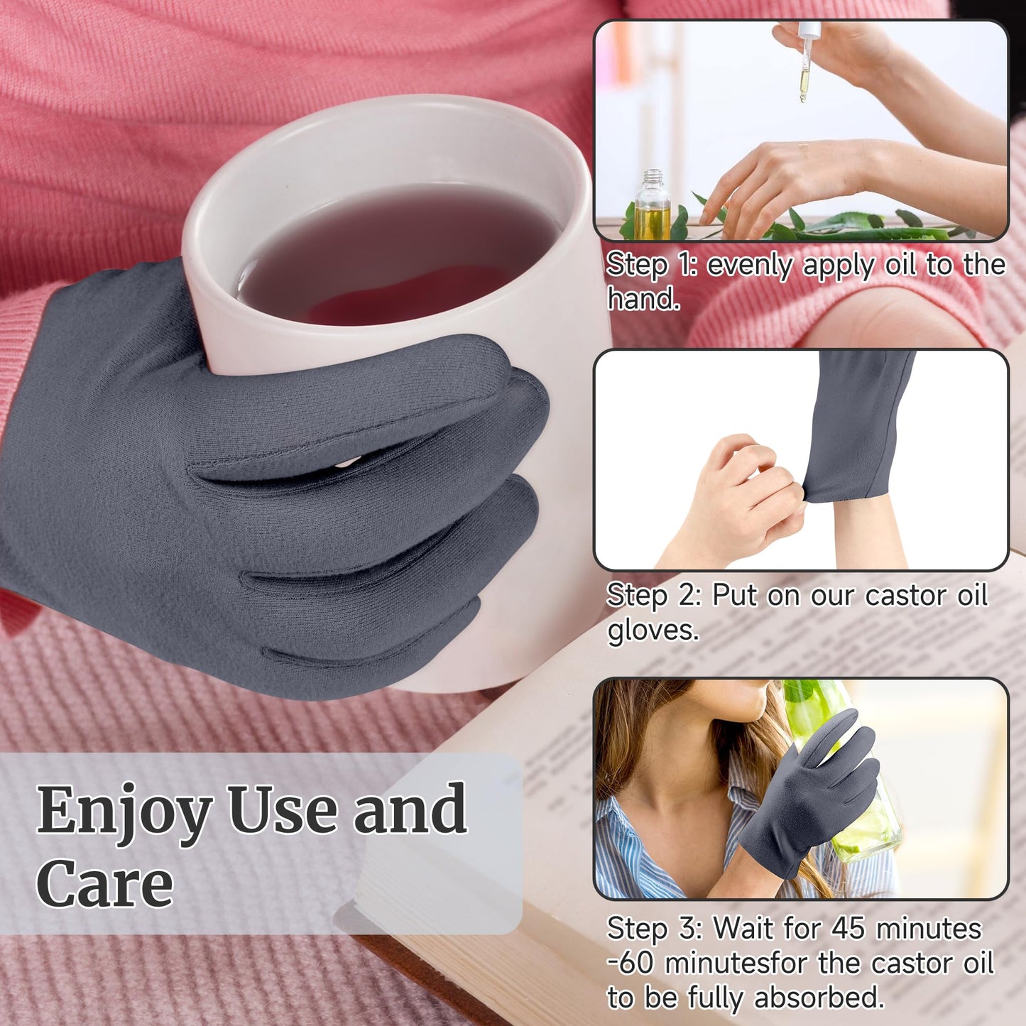 Pedobi 2 Pcs Castor Oil Pack Wraps for Hands – Wrist Arthritis & Carpal Tunnel (Oil Not Included)