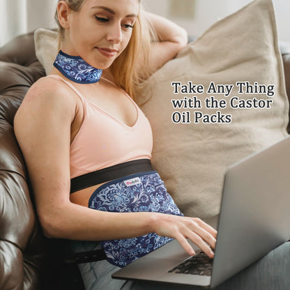 Pedobi Reusable Castor Oil Pack Wrap – Liver Detox, 2pcs, Blue/White