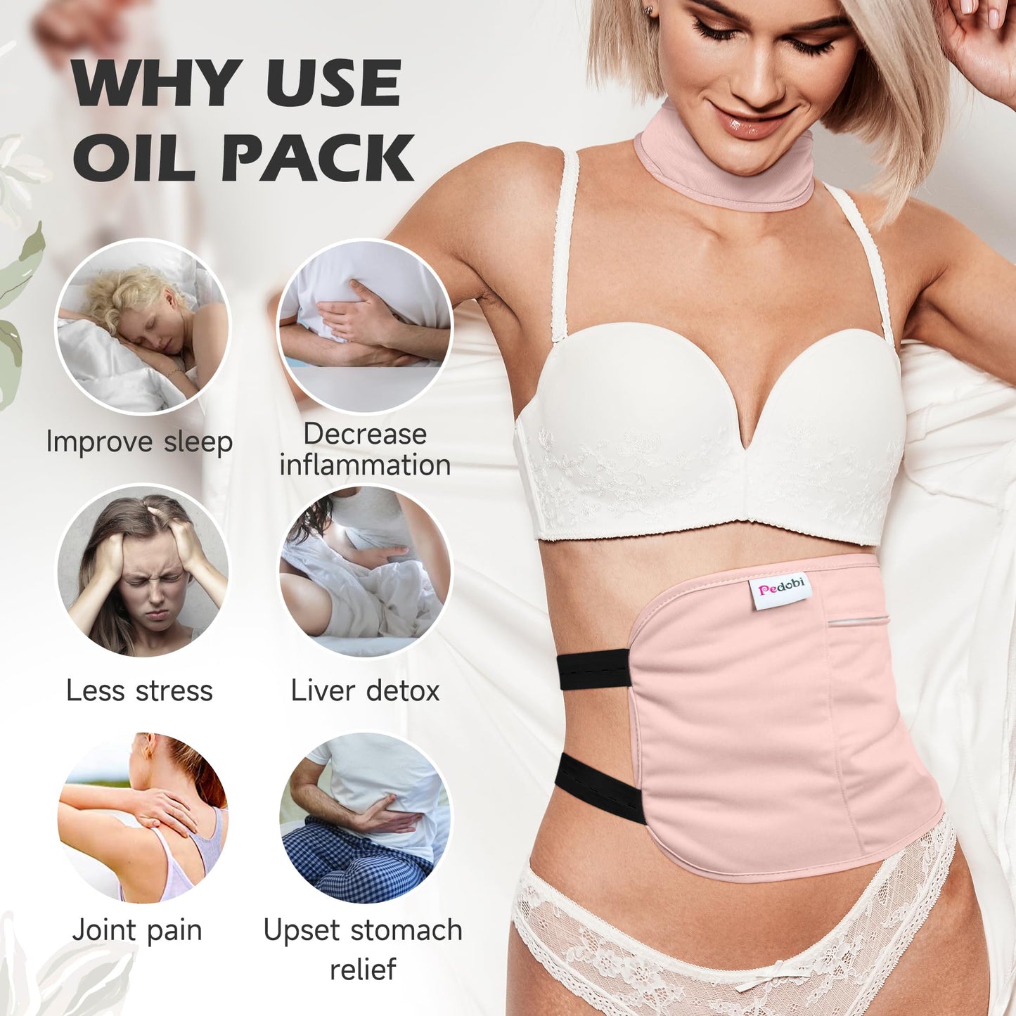 Pedobi 2 Pcs Castor Oil Pack Wrap – Organic Cotton, Leak-Free & Reusable