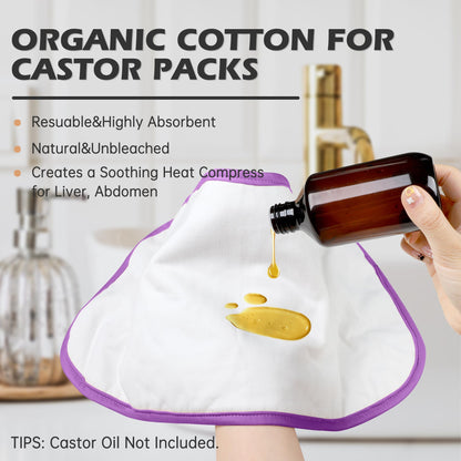 Pedobi Castor Oil Pack Wrap Organic Cotton (2 Pcs) for Liver Detox