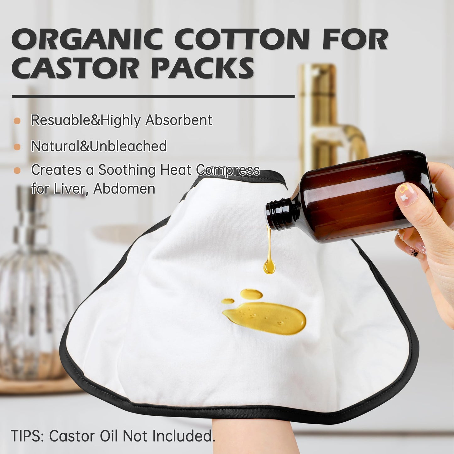 Pedobi 2 Pack Castor Oil Pack Wrap – Organic Cotton, Reusable, Leak-Proof