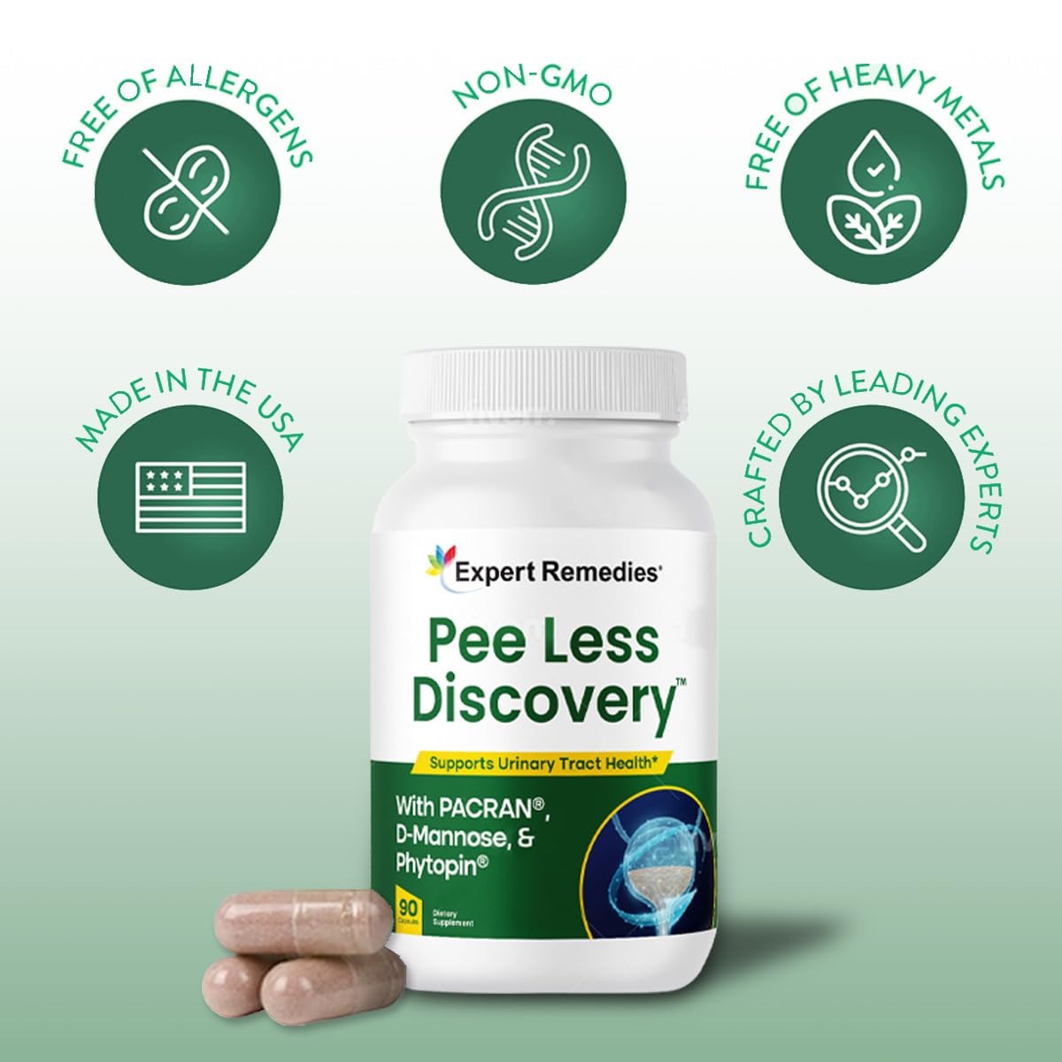 Pee Less Discovery – Bladder Support: Cranberry & D-Mannose, 90 Capsules