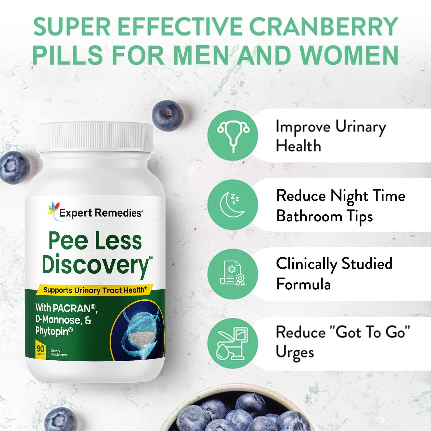 Pee Less Discovery – Bladder Support: Cranberry & D-Mannose, 90 Capsules