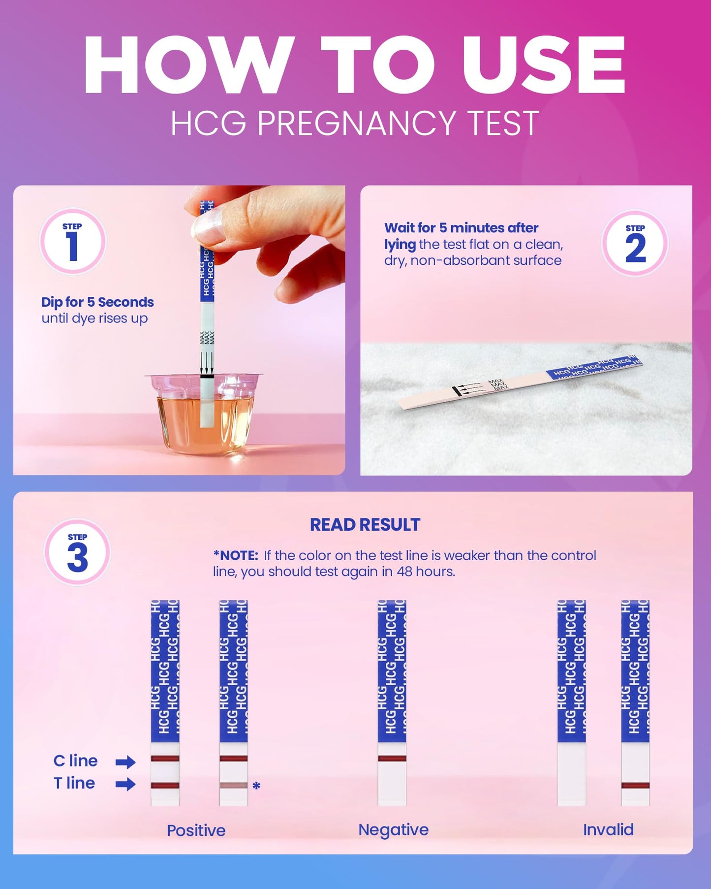 Pelvana HCG Pregnancy Test Strips 20 Count – 5-Minute Results | Bulk Pack