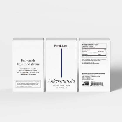 Pendulum Akkermansia Probiotic with Prebiotic Fiber – 100M AFU, Delayed Release, 30 Capsules
