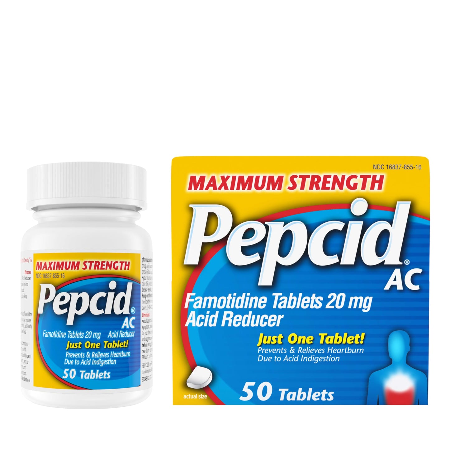 Pepcid AC Maximum Strength Heartburn Relief Tablets 50 ct – Fast-Acting 20 mg Famotidine