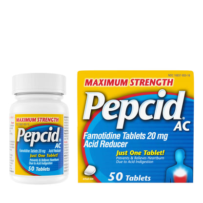 Pepcid AC Maximum Strength Heartburn Relief Tablets 50 ct – Fast-Acting 20 mg Famotidine