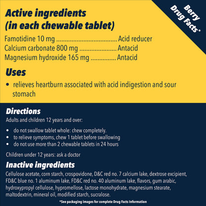 Pepcid Complete Berry Chewable Tablets | Dual-Action Acid Reducer & Antacid