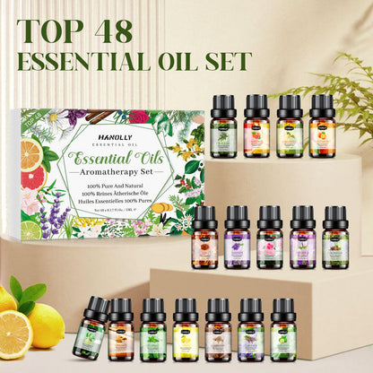 Essential Oils Set (48 x 5ml) - Aromatherapy Kit for Diffuser, Soap & Massage