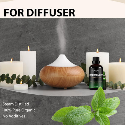 Peppermint Essential Oil by Fiora Naturals – 100% Pure Mentha Piperita for Hair Growth, Skin & Diffuser
