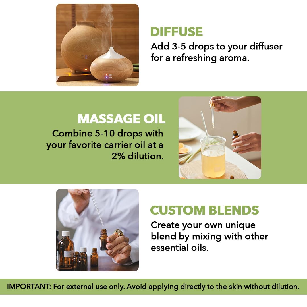 Majestic Pure Peppermint Essential Oil 3.4 Fl Oz - 100% Pure & Natural with Glass Dropper